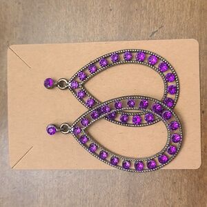 Purple Rhinestone Teardrop Earrings